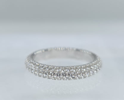 White Gemstone Eternity Band - Sterling Silver #649