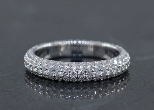 White Gemstone Eternity Band - Sterling Silver #649