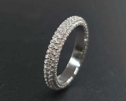 White Gemstone Eternity Band - Sterling Silver #649