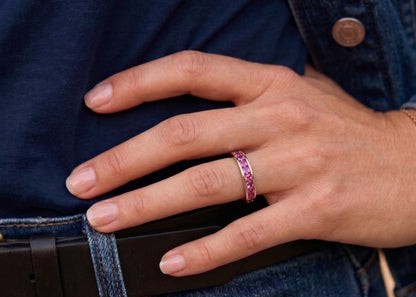 Pink Channel Set Gemstone Eternity Band #654