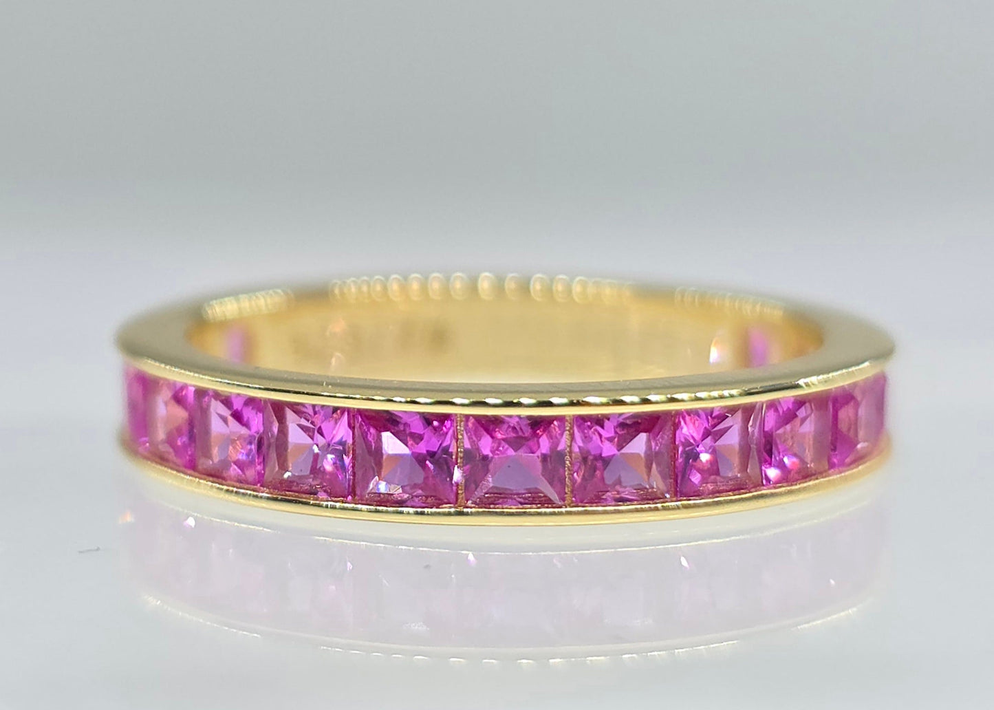 Pink Channel Set Gemstone Eternity Band #654