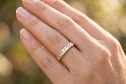White Channel Set Gemstone Eternity Band #656