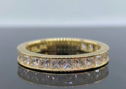 White Channel Set Gemstone Eternity Band #656
