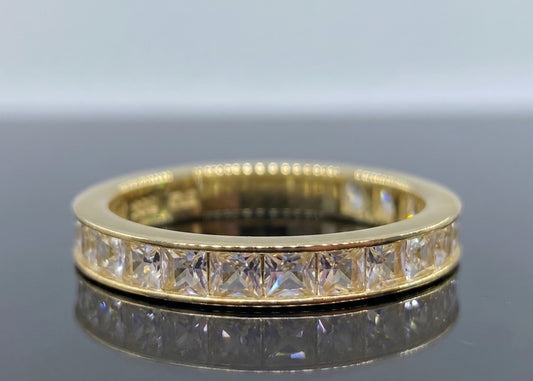White Channel Set Gemstone Eternity Band #656