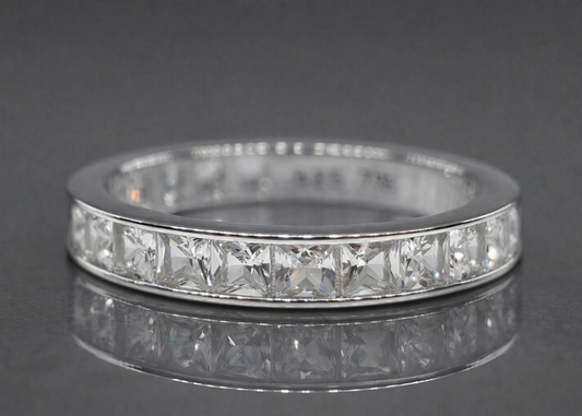 White Channel Set Gemstone Eternity Band Sterling Silver #657