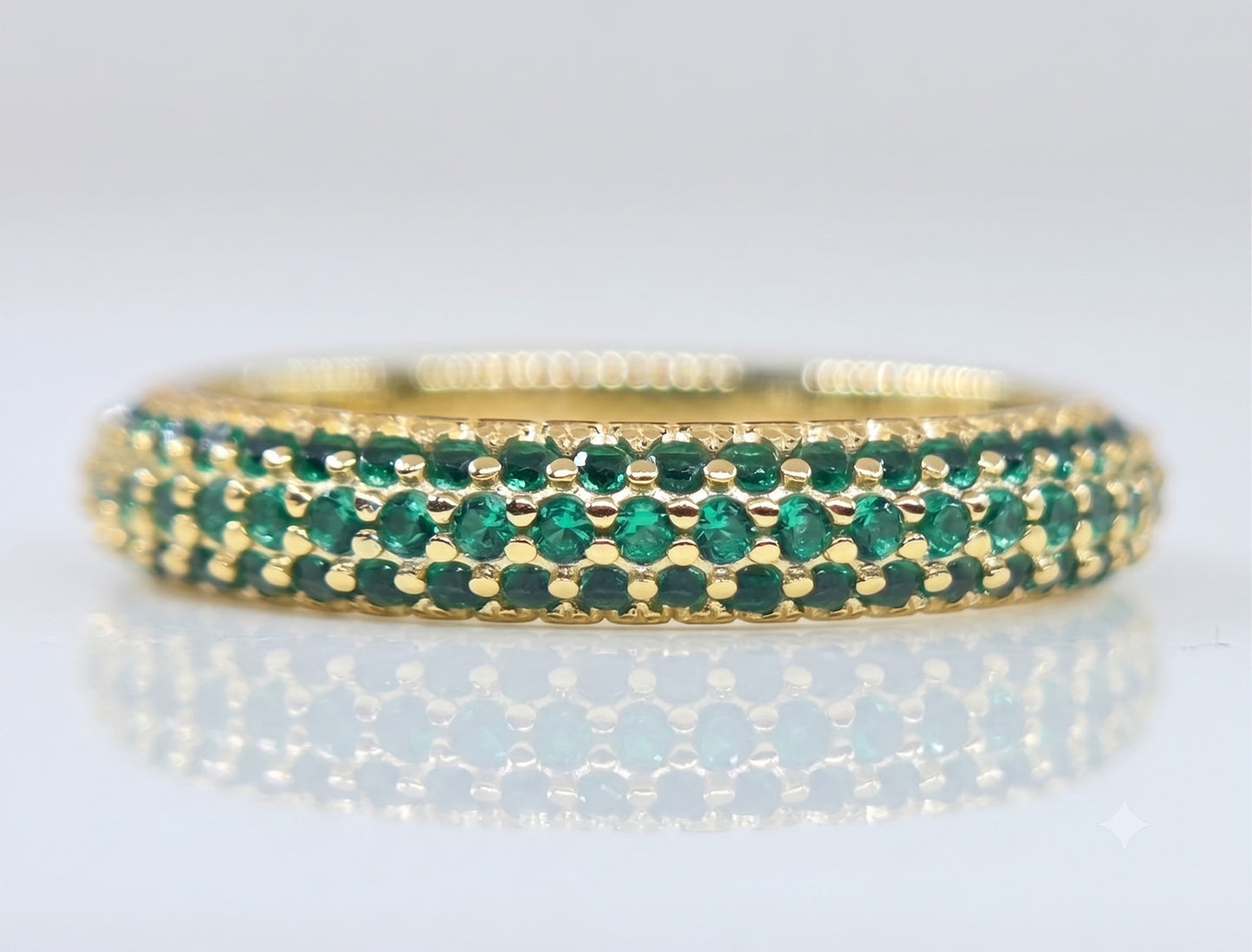 Green Gemstone Eternity Band Gold Plated Ring #660