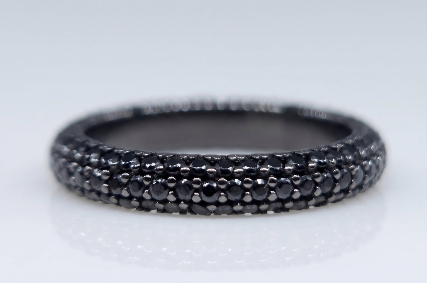 Black Gemstone Eternity Band Sterling Silver Ring #665