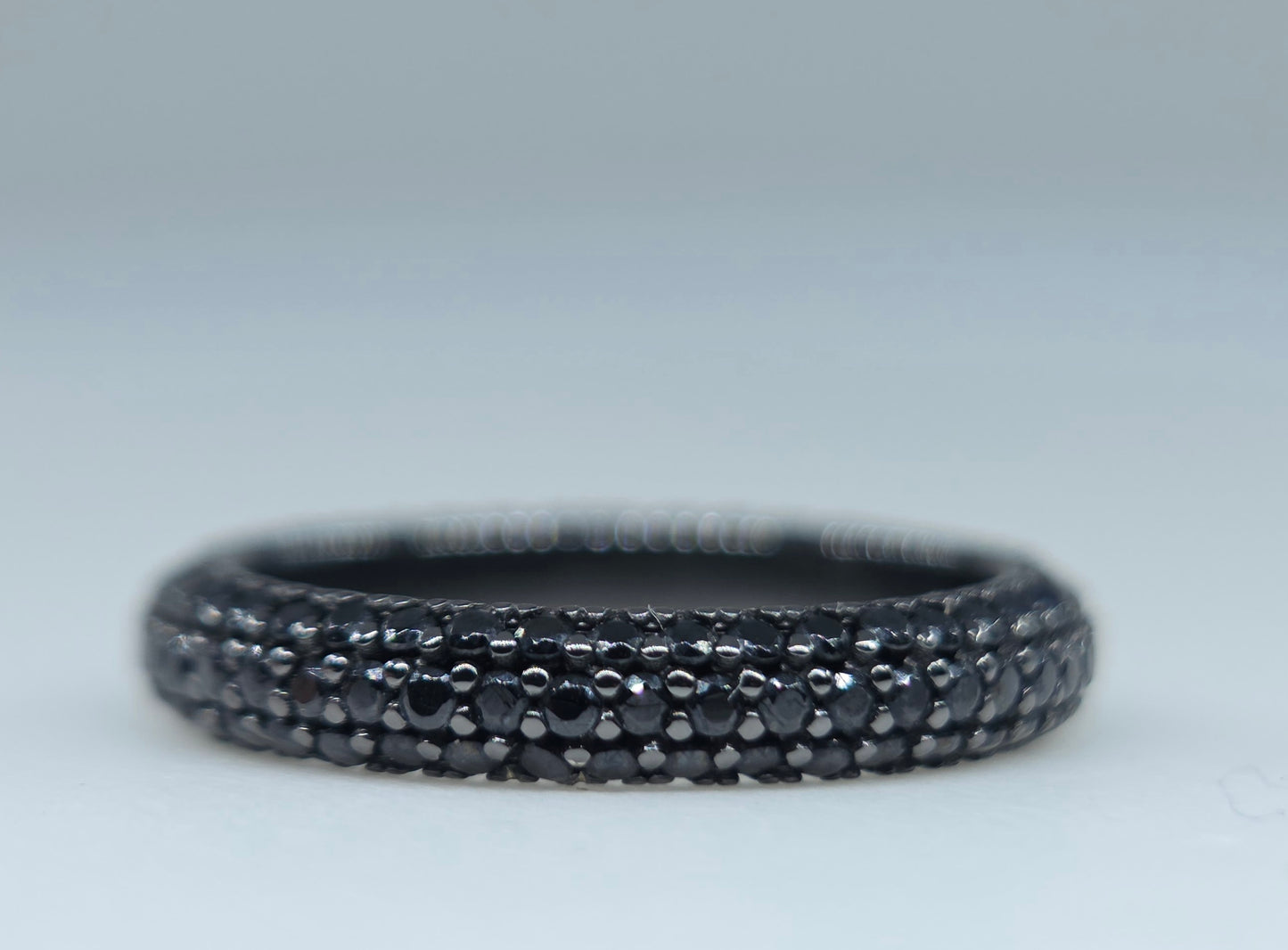 Black Gemstone Eternity Band Sterling Silver Ring #665
