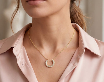 White Gemstone Gold Plated Pendant #690