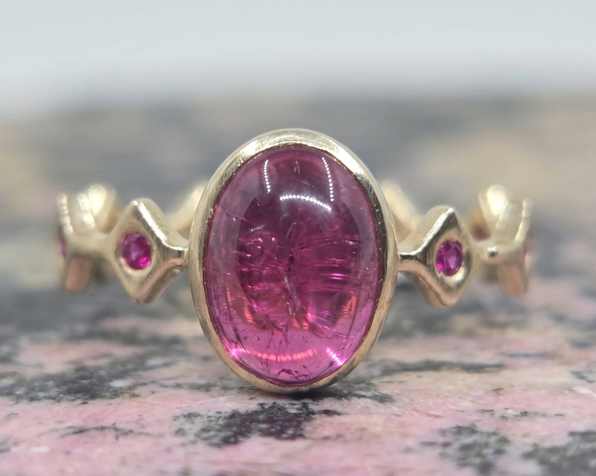 Pink Tourmaline Ring 14k Gold - Jewelry #694