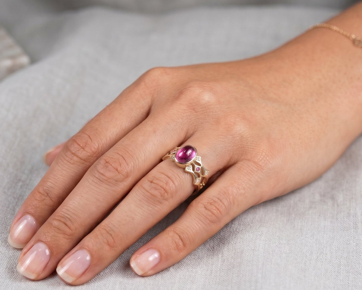 Pink Tourmaline Ring 14k Gold - Jewelry #694