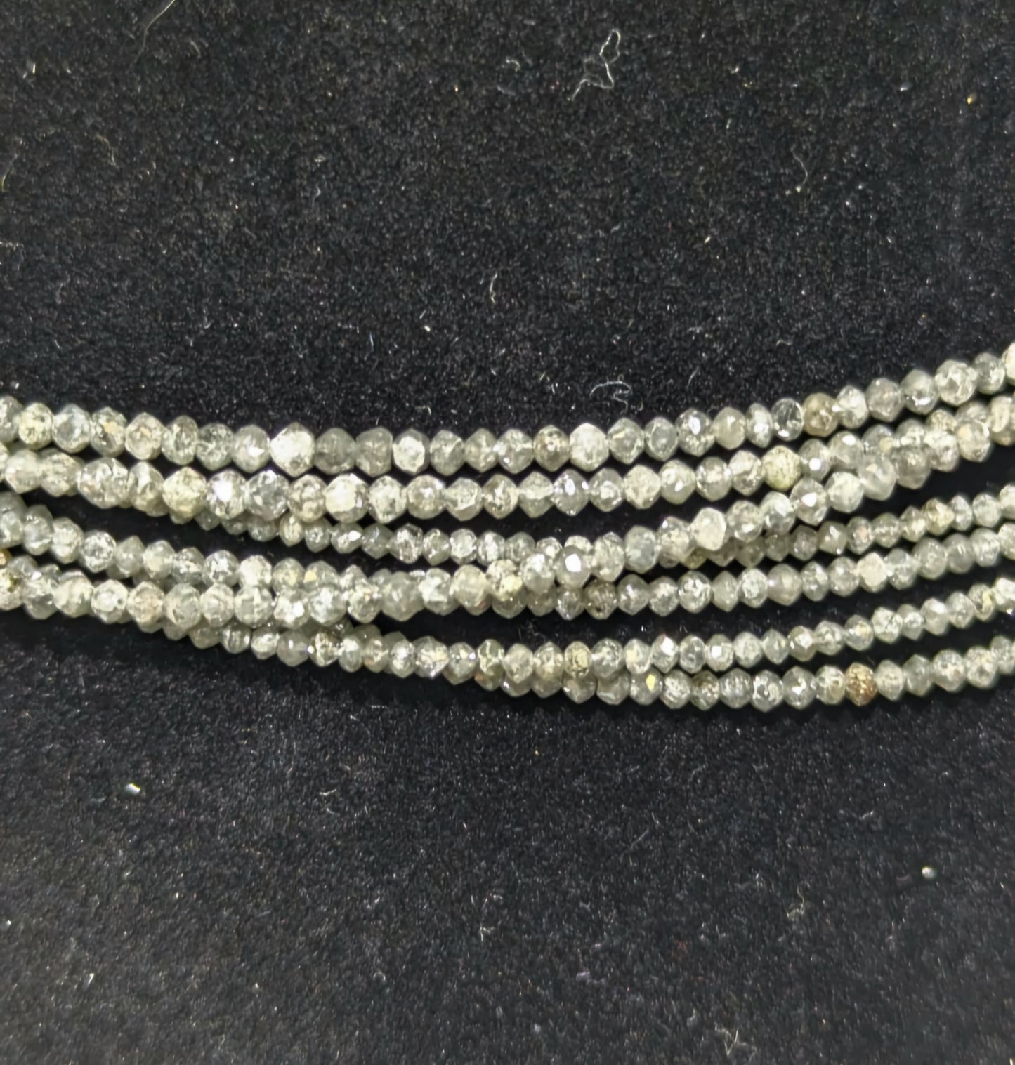 Natural White/Gray Diamond Round Beads 1.5-2mm - Single Strand 16inch