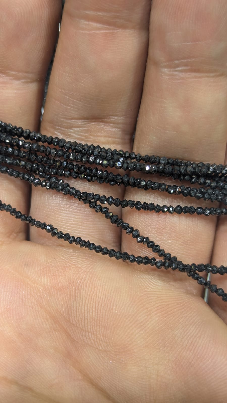 Natural Black Diamond Round Beads 2-2.1 mm - Single Strand