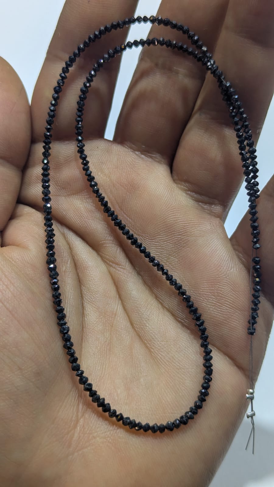 Natural Black Diamond Round Beads 2-2.1 mm - Single Strand