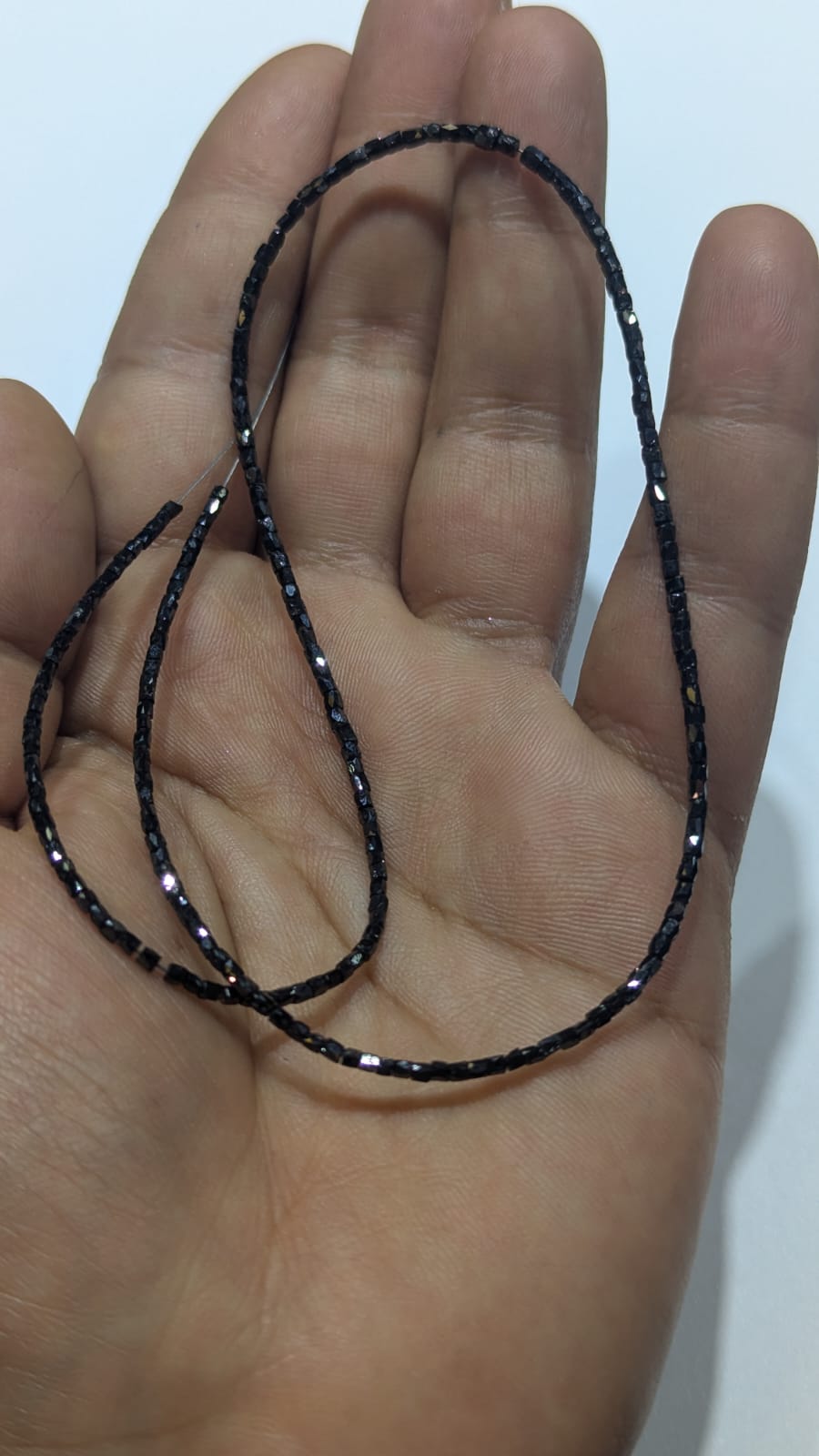 Natural Black Diamond Tube Beads 1.5-2mm - Single Strand 16"