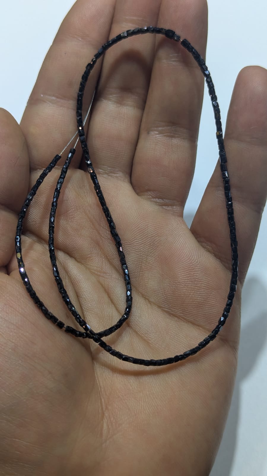 Natural Black Diamond Tube Beads 1.5-2mm - Single Strand 16"