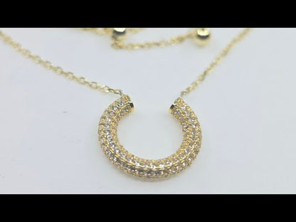White Gemstone Gold Plated Pendant #690