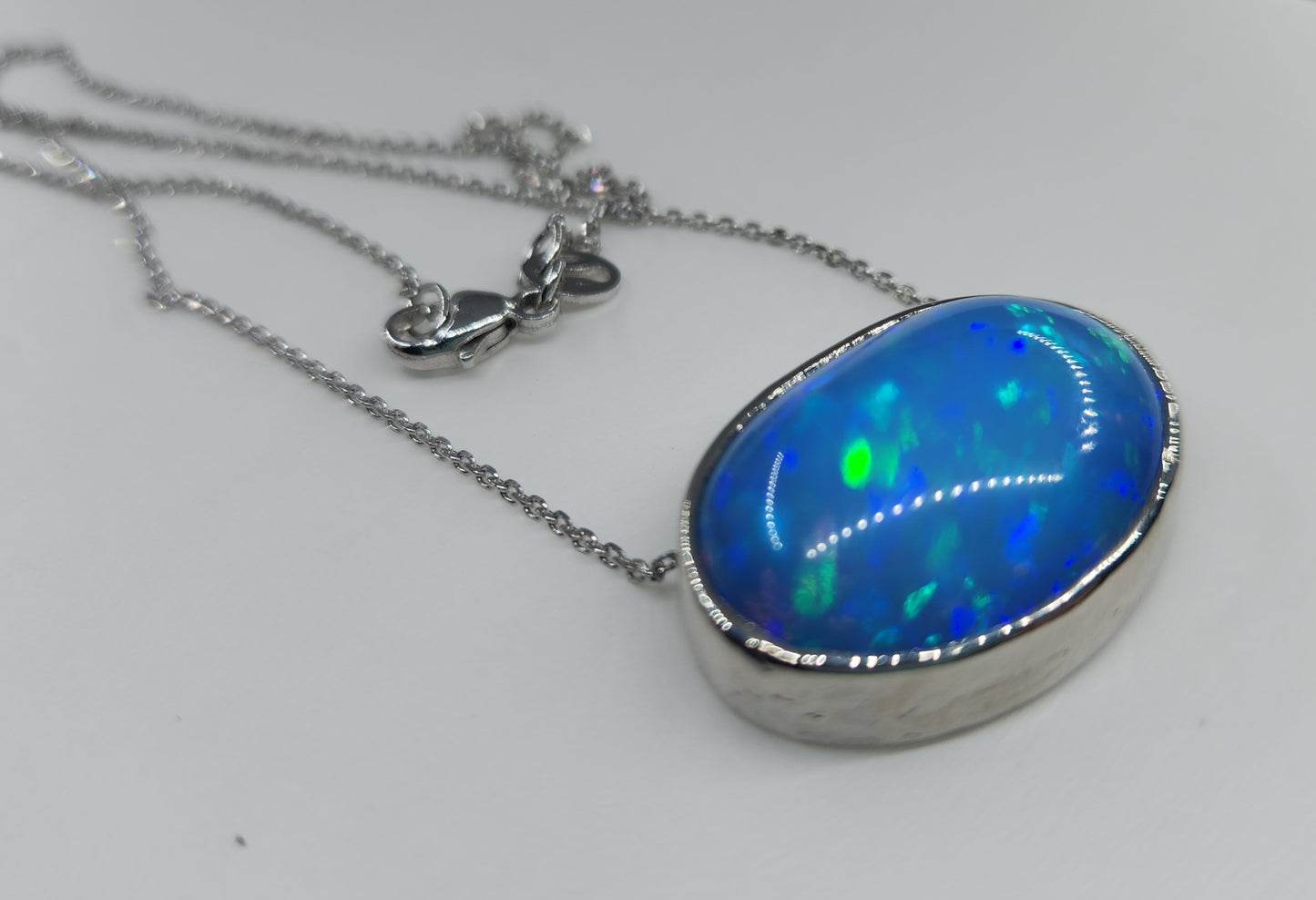 Opal & Diamond Platinum Pendant #488