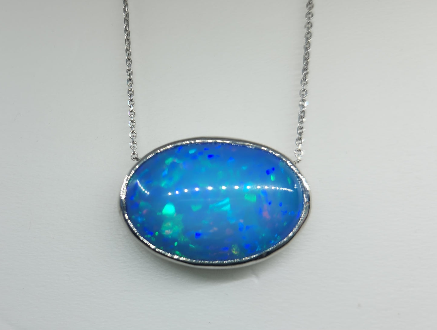 Opal & Diamond Platinum Pendant #488