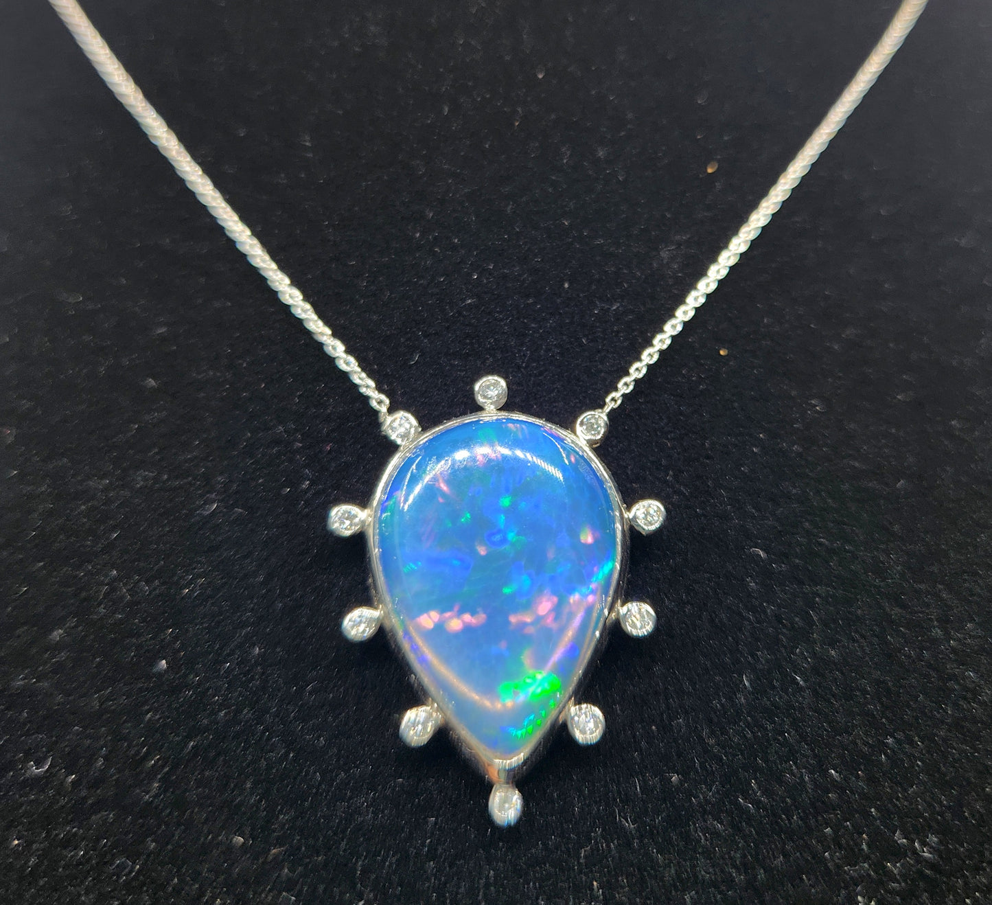 Opal & Diamond Platinum Pendant #487