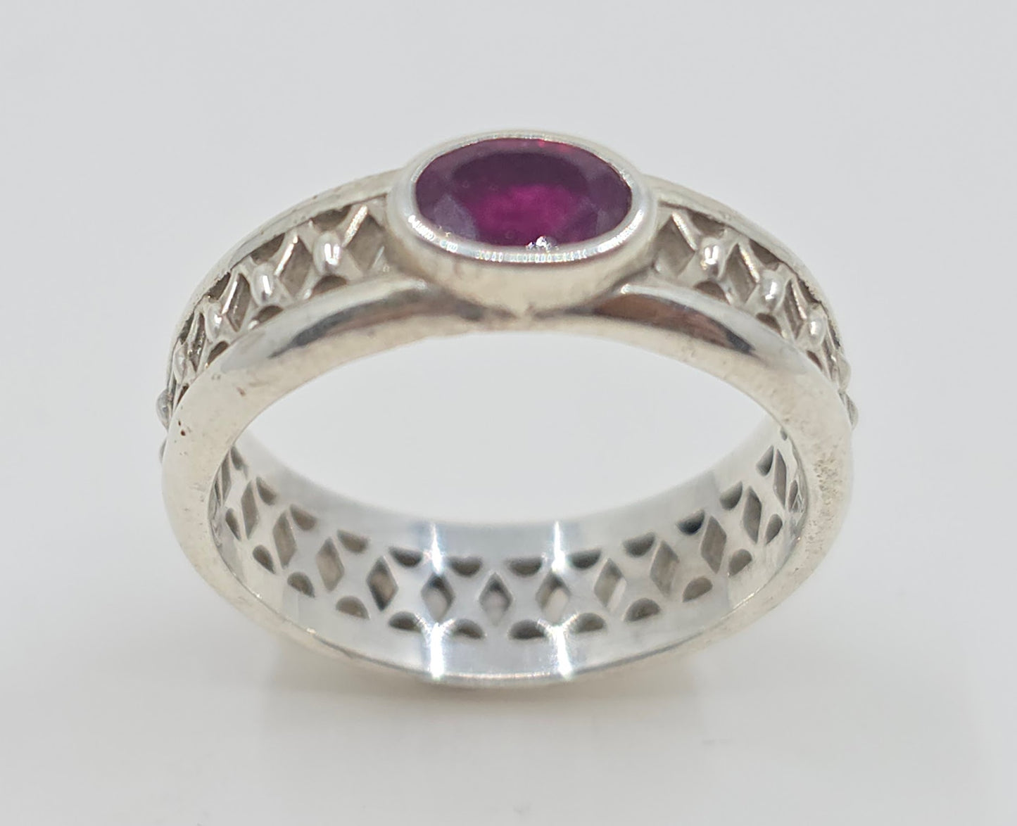 Sterling Silver Ruby Ring Mesh Band  #606