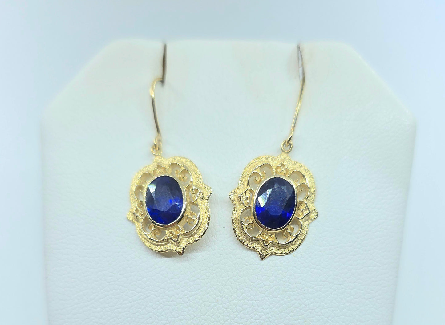 Blue Sapphire Earring 14k Yellow Gold #599