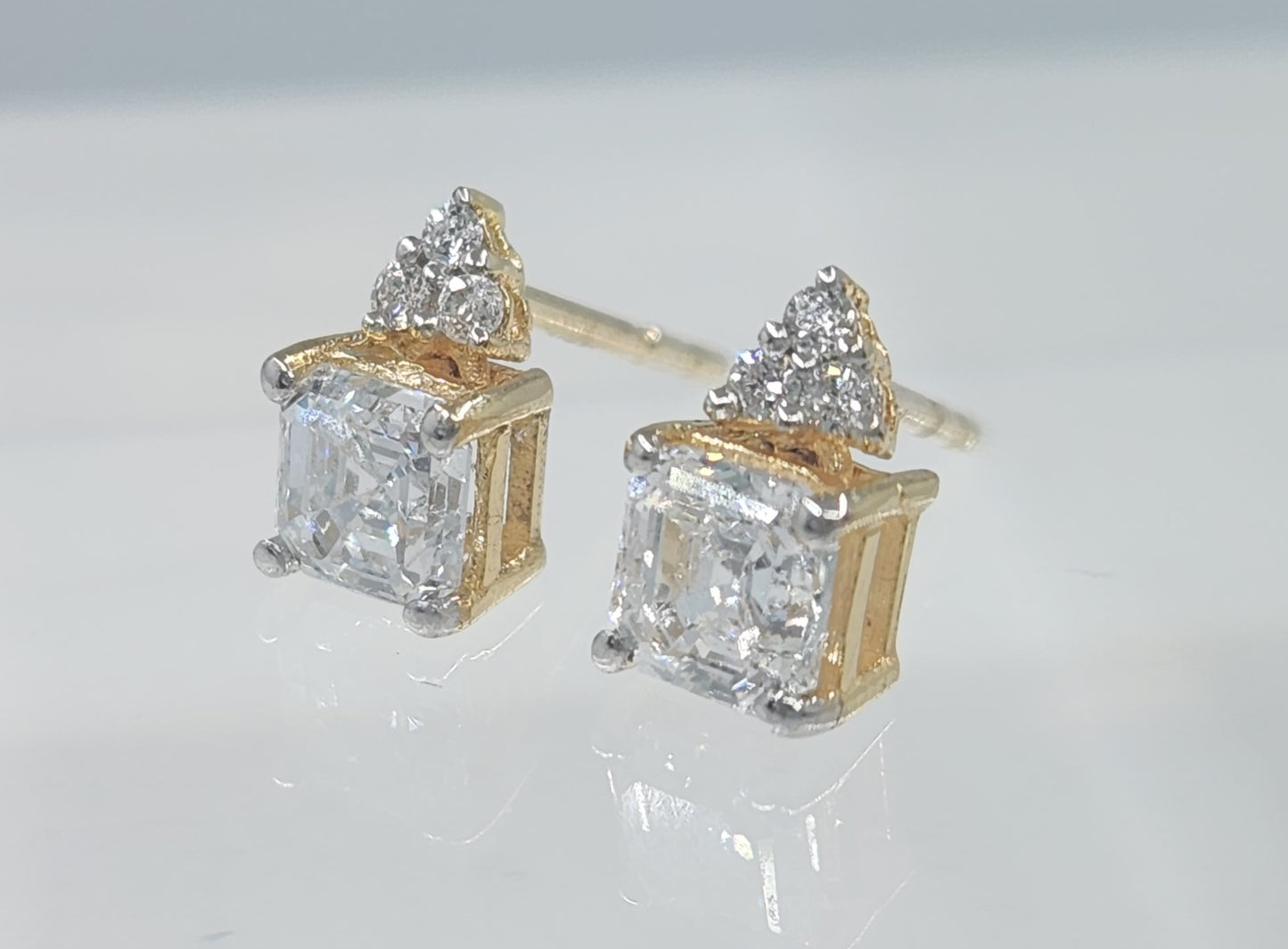 Princess Cut Diamond Earring Studs 14k Yellow Gold #551