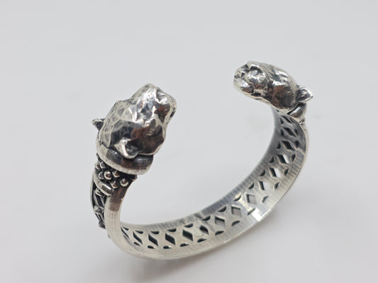 Panther Head Cuff Bracelet Sterling Silver Jewelry #644