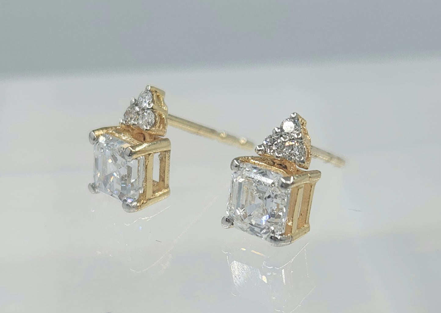 Princess Cut Diamond Earring Studs 14k Yellow Gold #551