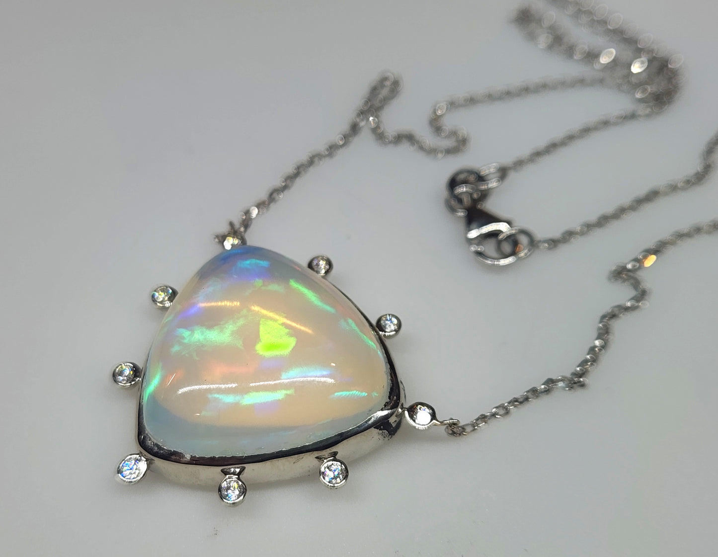 Opal & Diamond Platinum Pendant #527