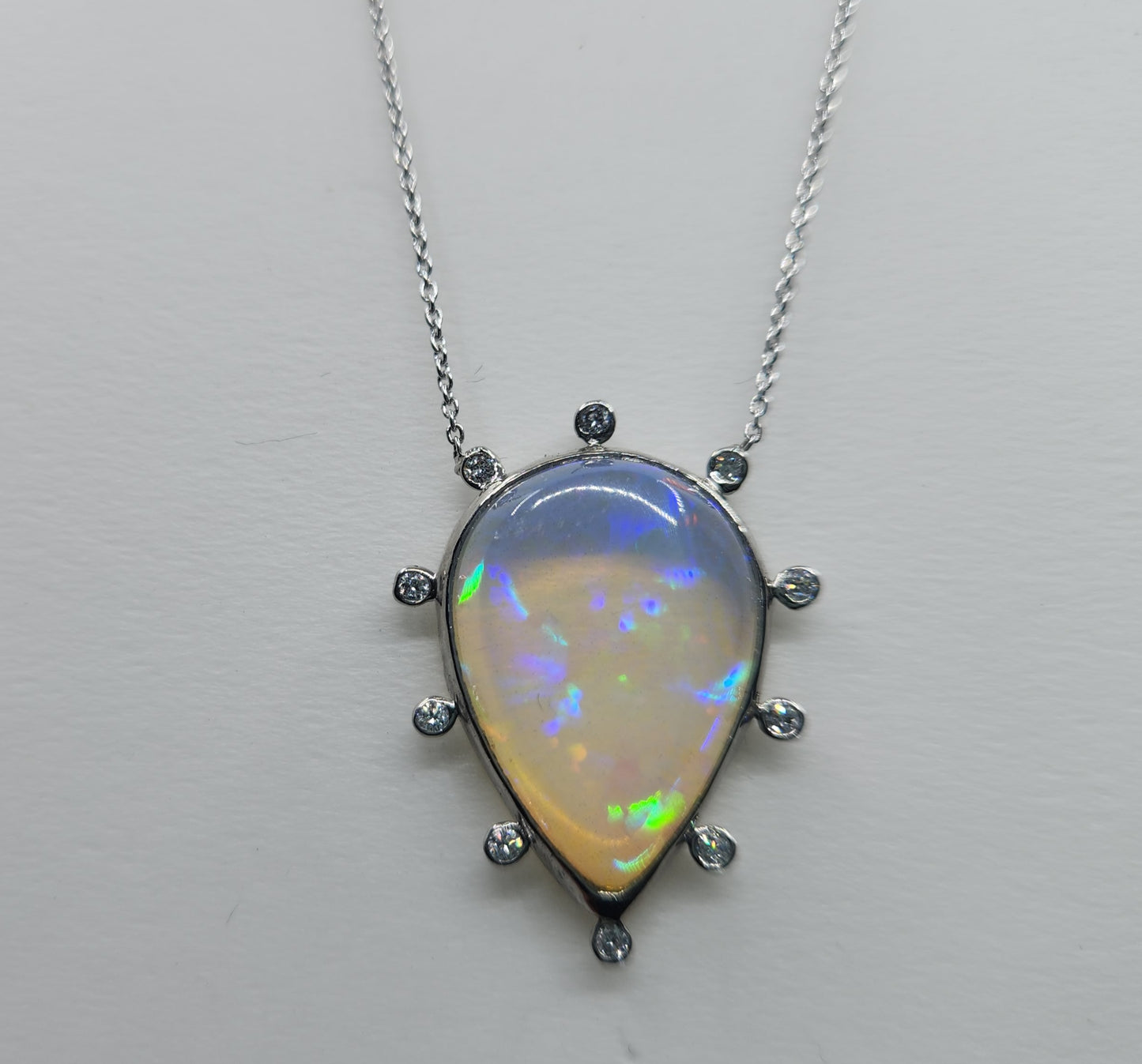 Opal & Diamond Platinum Pendant #487