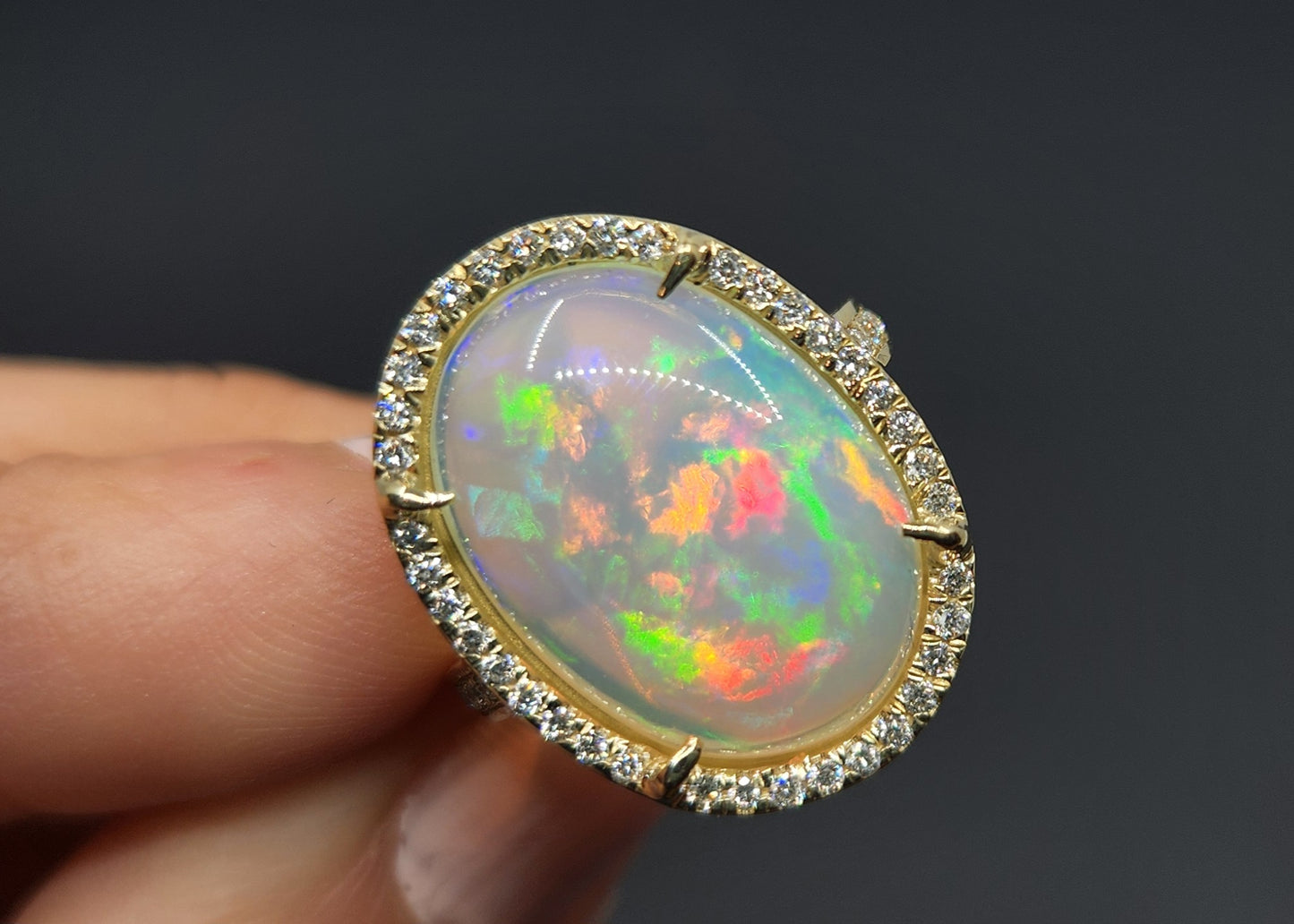 Opal & Diamond 14k Gold Ring Gemstone Jewelry  #472