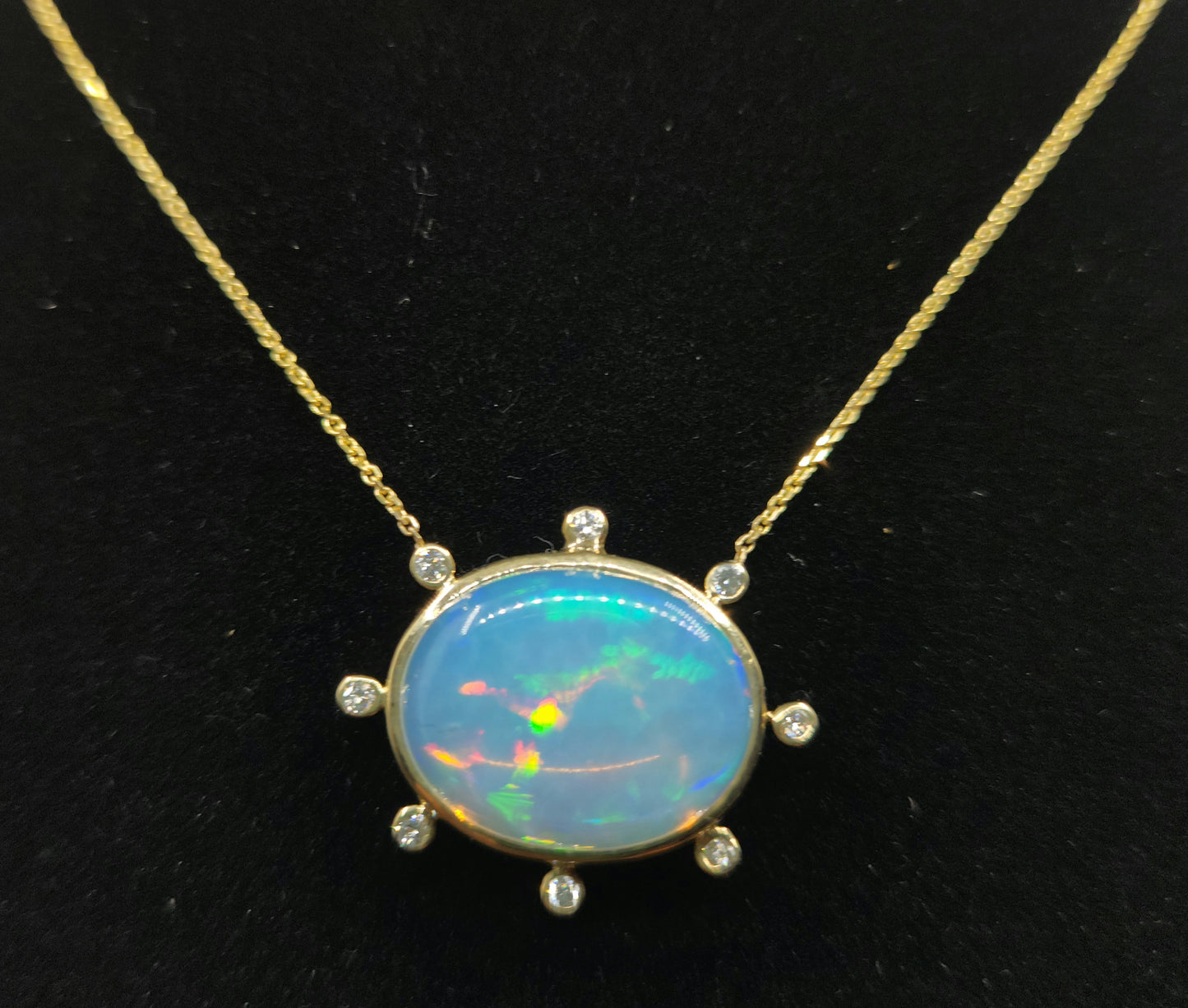 Opal & Diamond 14k Gold Pendant #489