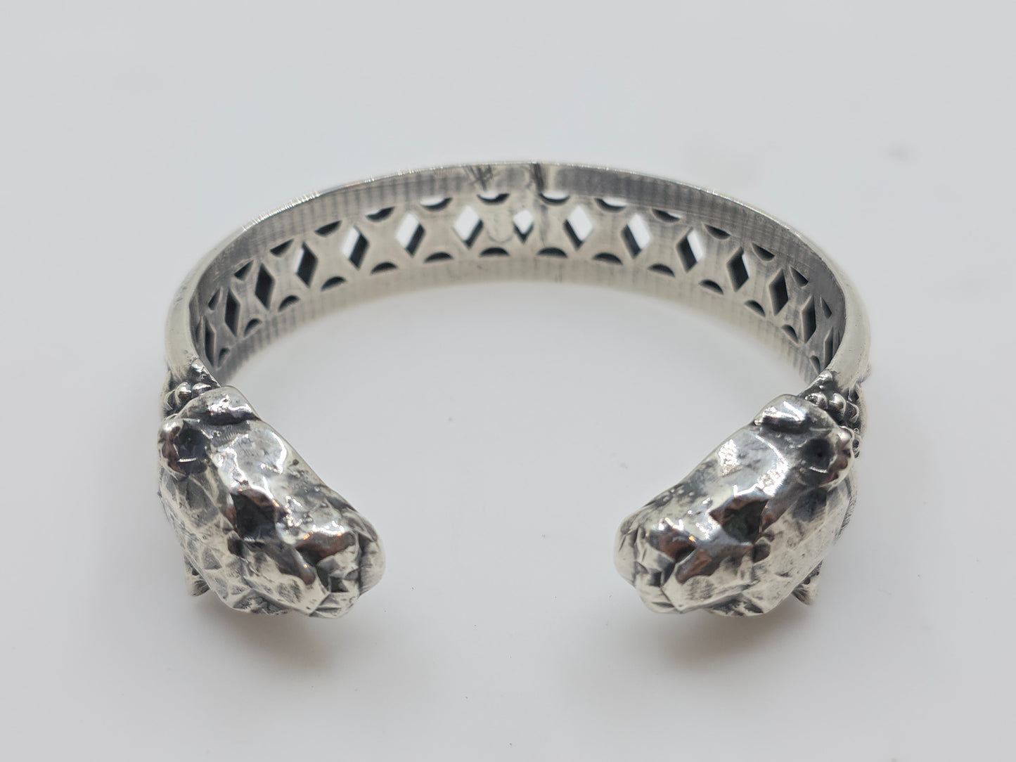 Panther Head Cuff Bracelet Sterling Silver Jewelry #644
