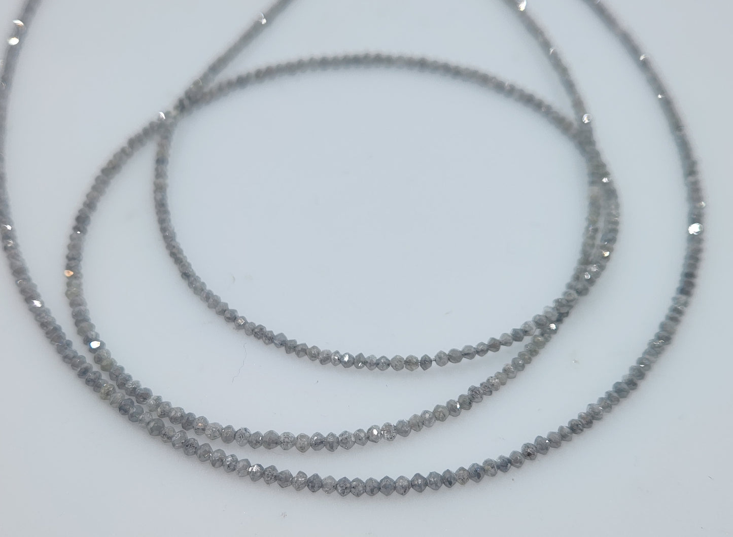 Natural White/Gray Diamond Round Beads 1.5-2mm - Single Strand 16inch