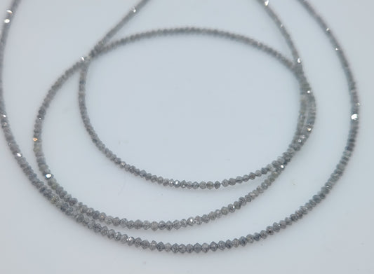 Natural White/Gray Diamond Round Beads 1.5-2mm - Single Strand 16inch