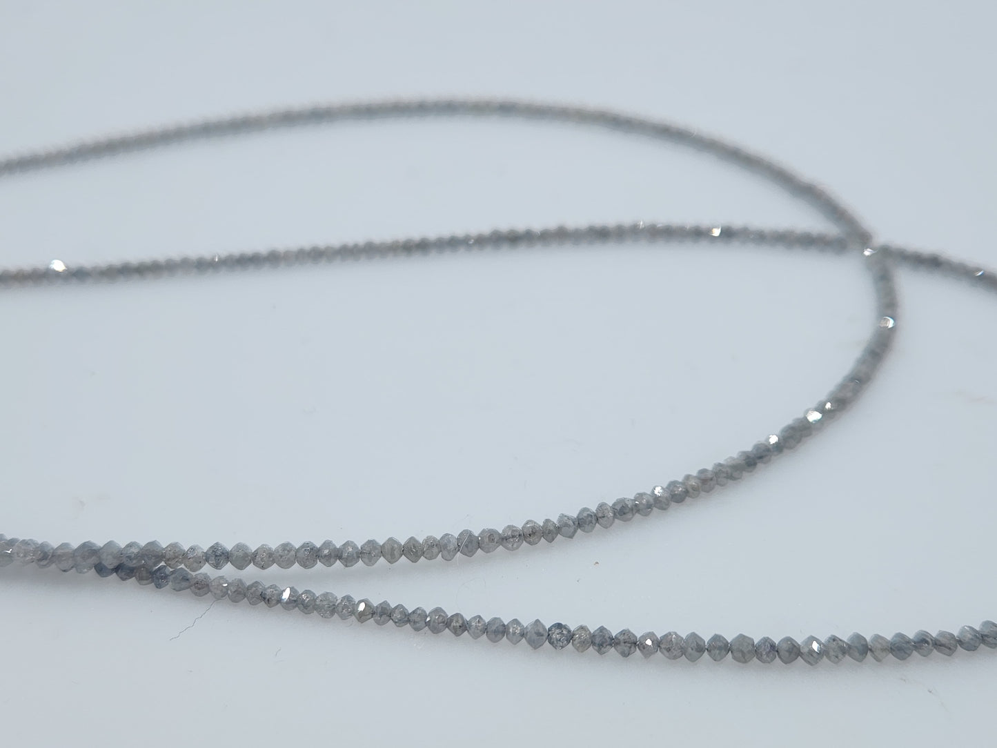 Natural White/Gray Diamond Round Beads 1.5-2mm - Single Strand 16inch