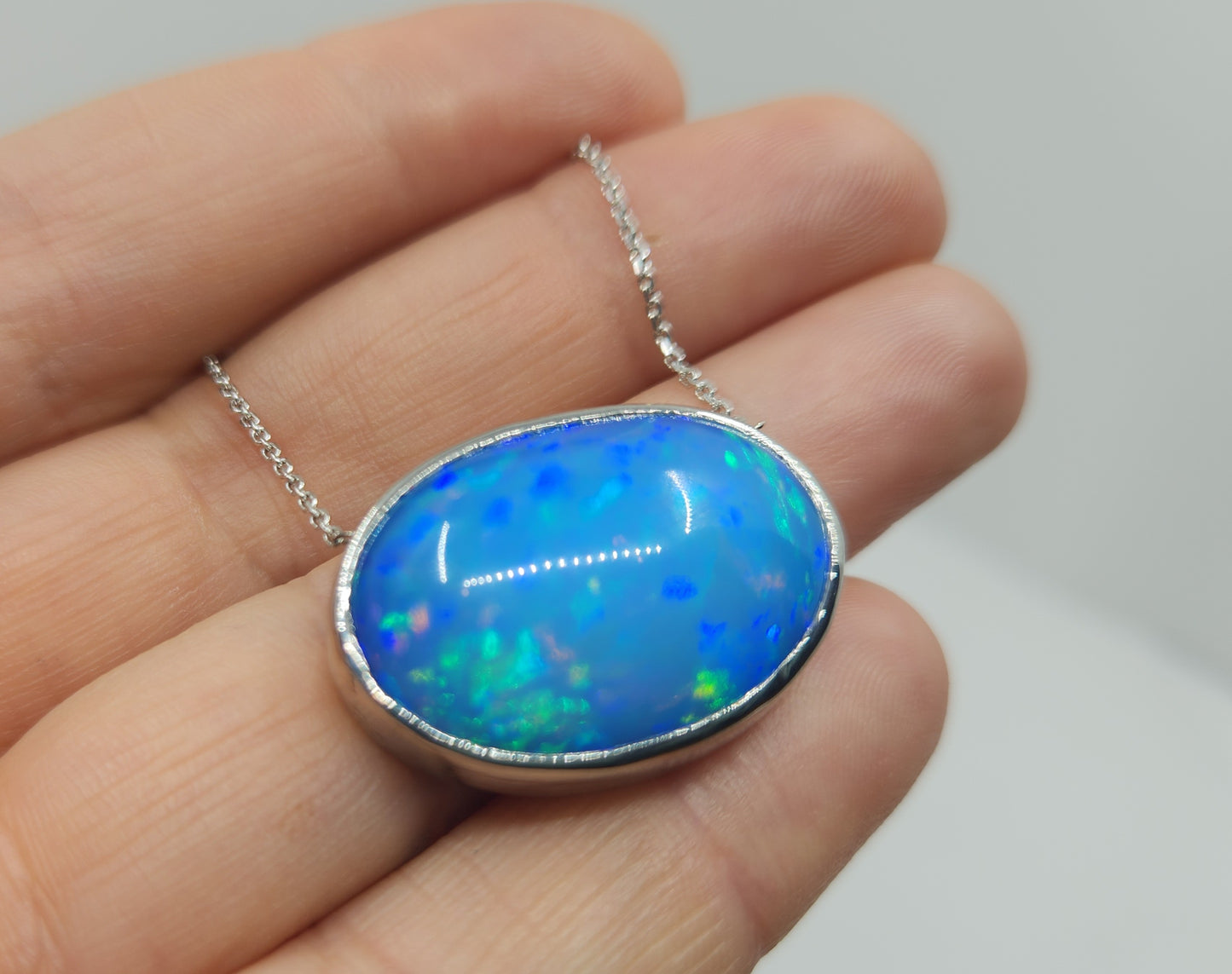 Opal & Diamond Platinum Pendant #488