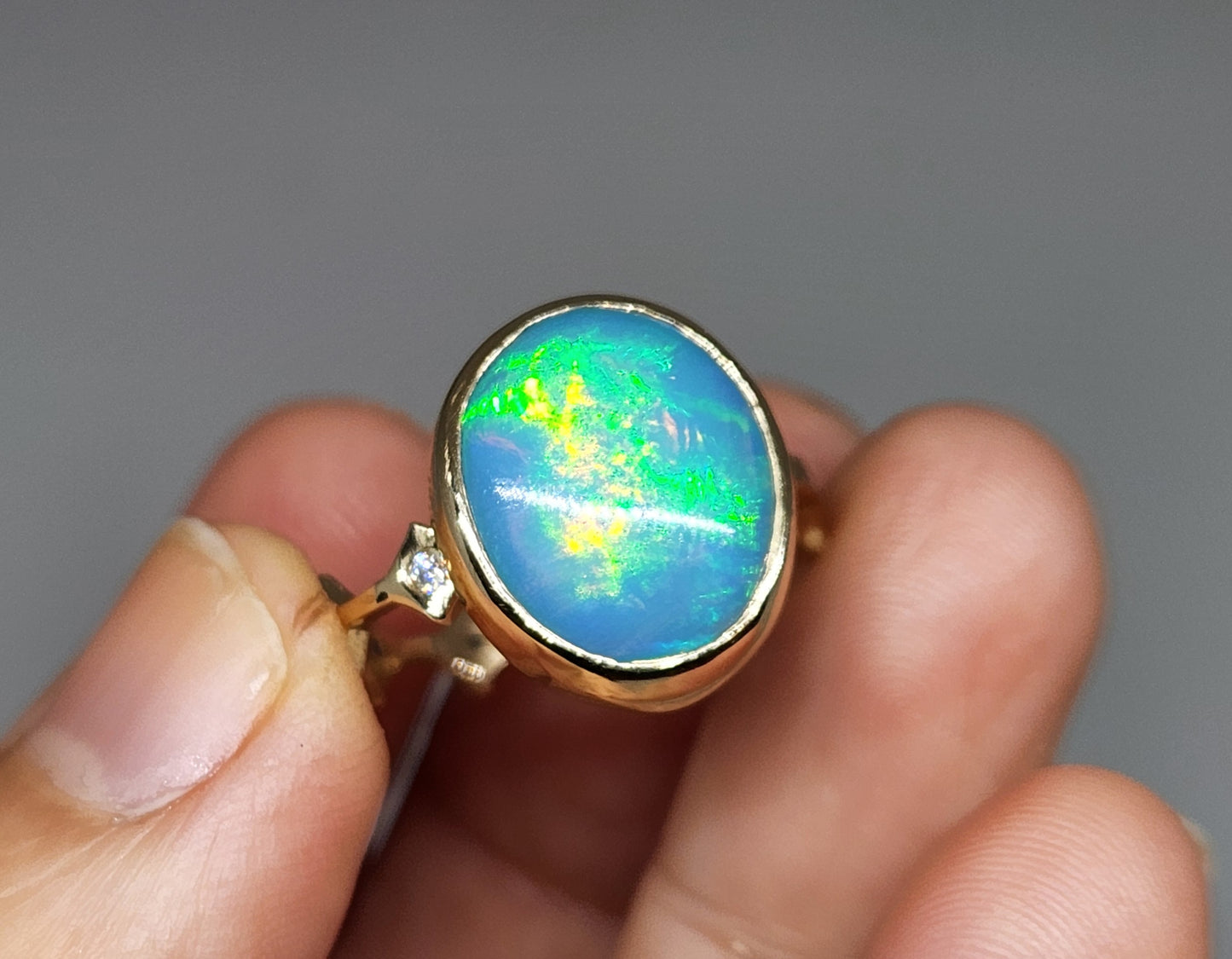 Opal & Moissanite Ring Set 14k Gold #441