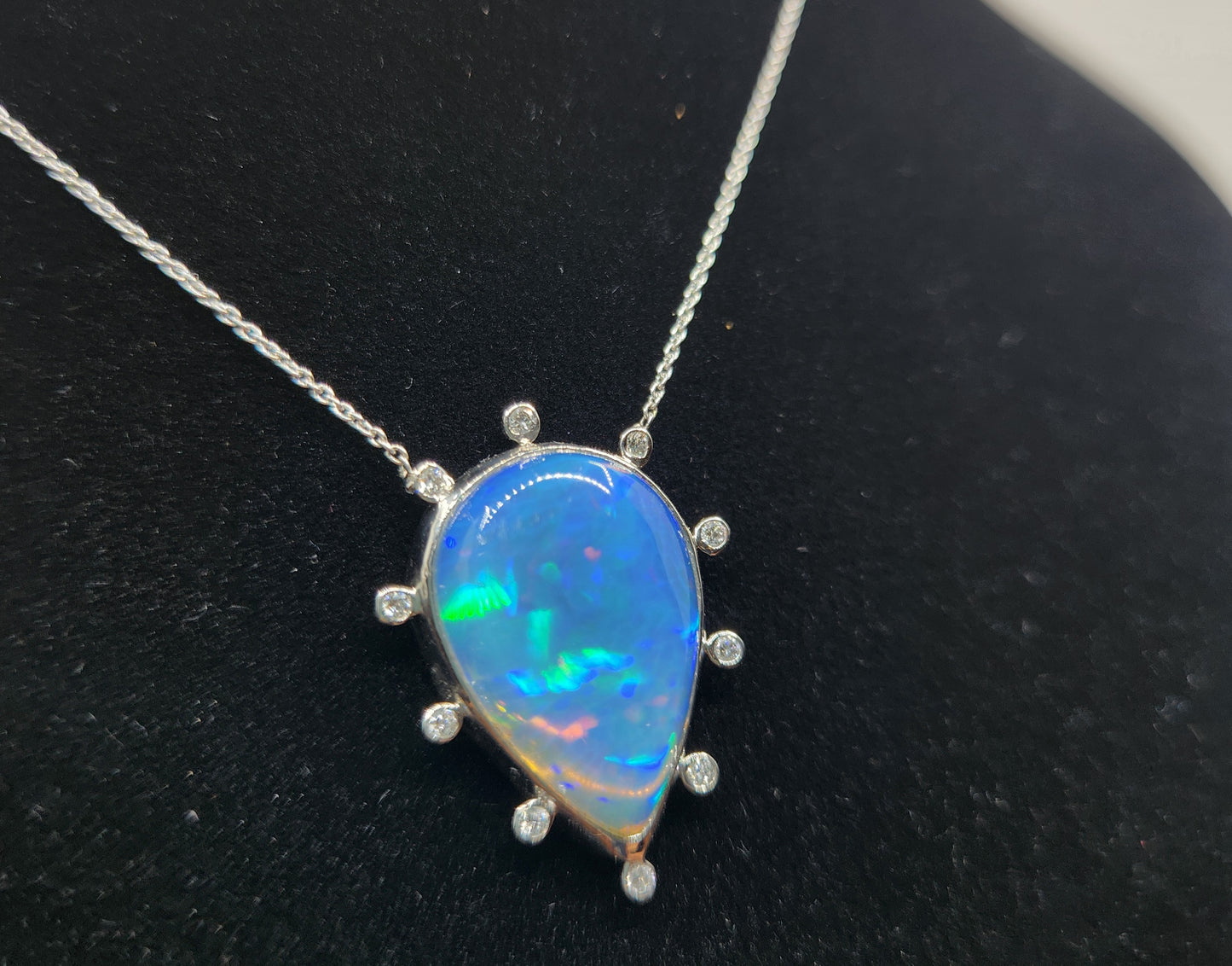 Opal & Diamond Platinum Pendant #487