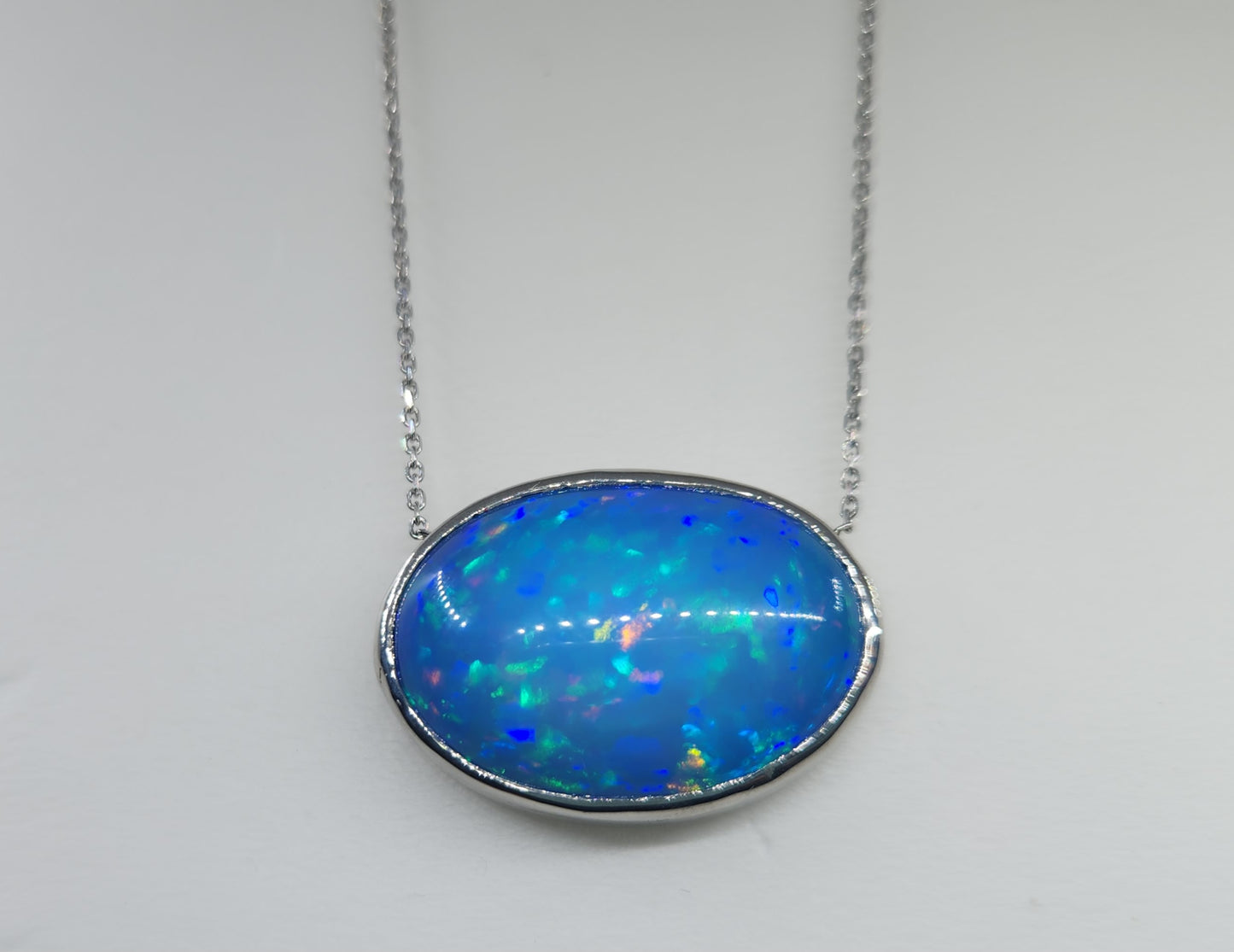 Opal & Diamond Platinum Pendant #488