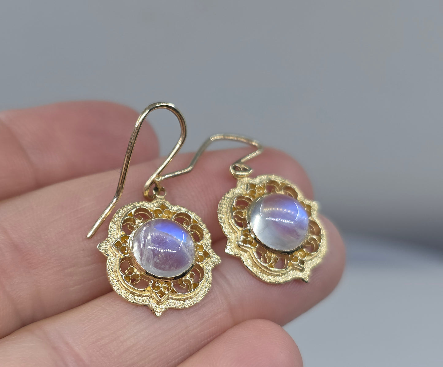 Moonstone Earring 14k Yellow Gold #600