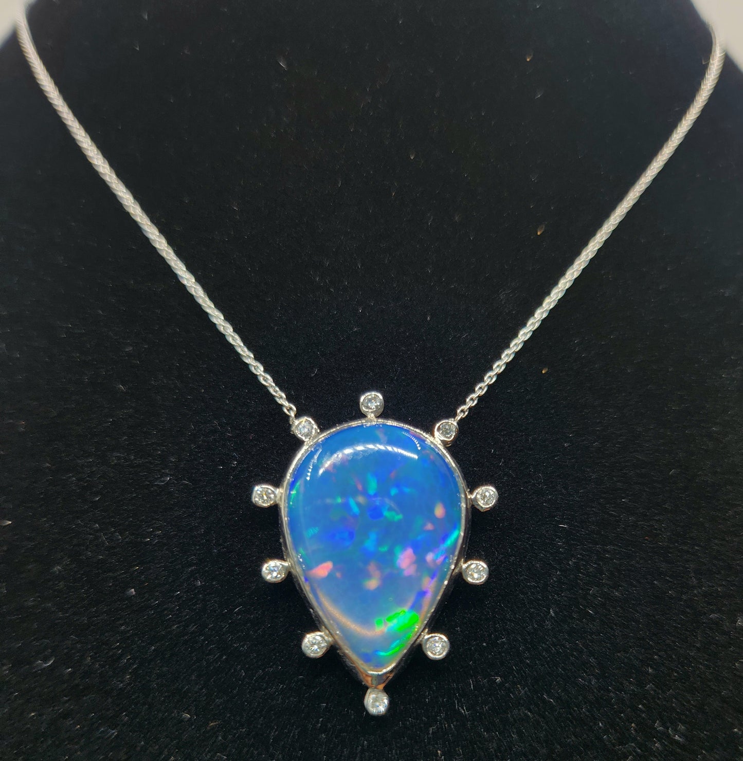 Opal & Diamond Platinum Pendant #487