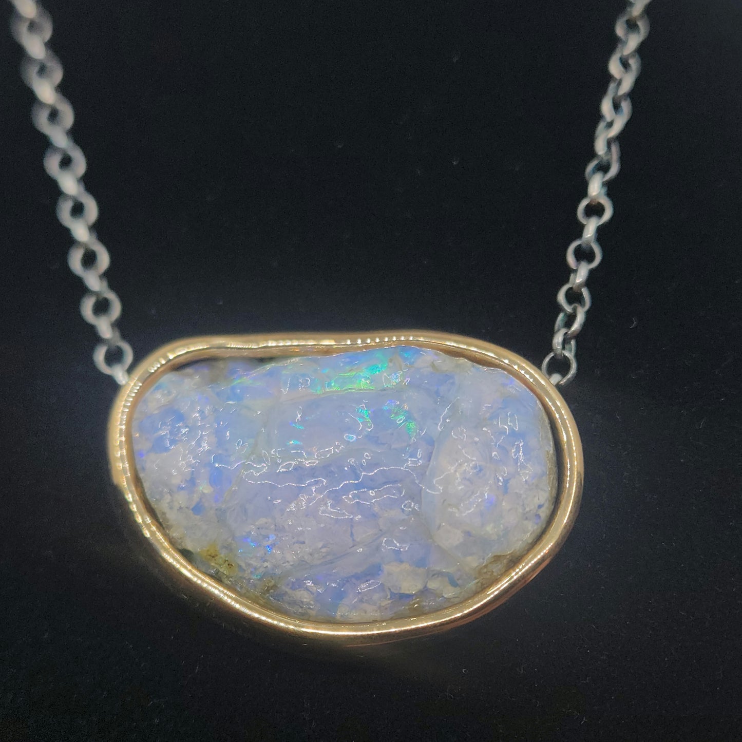 Large Natural Opal Specimen Pendant Sterling Silver Gemstone Jewelry #493