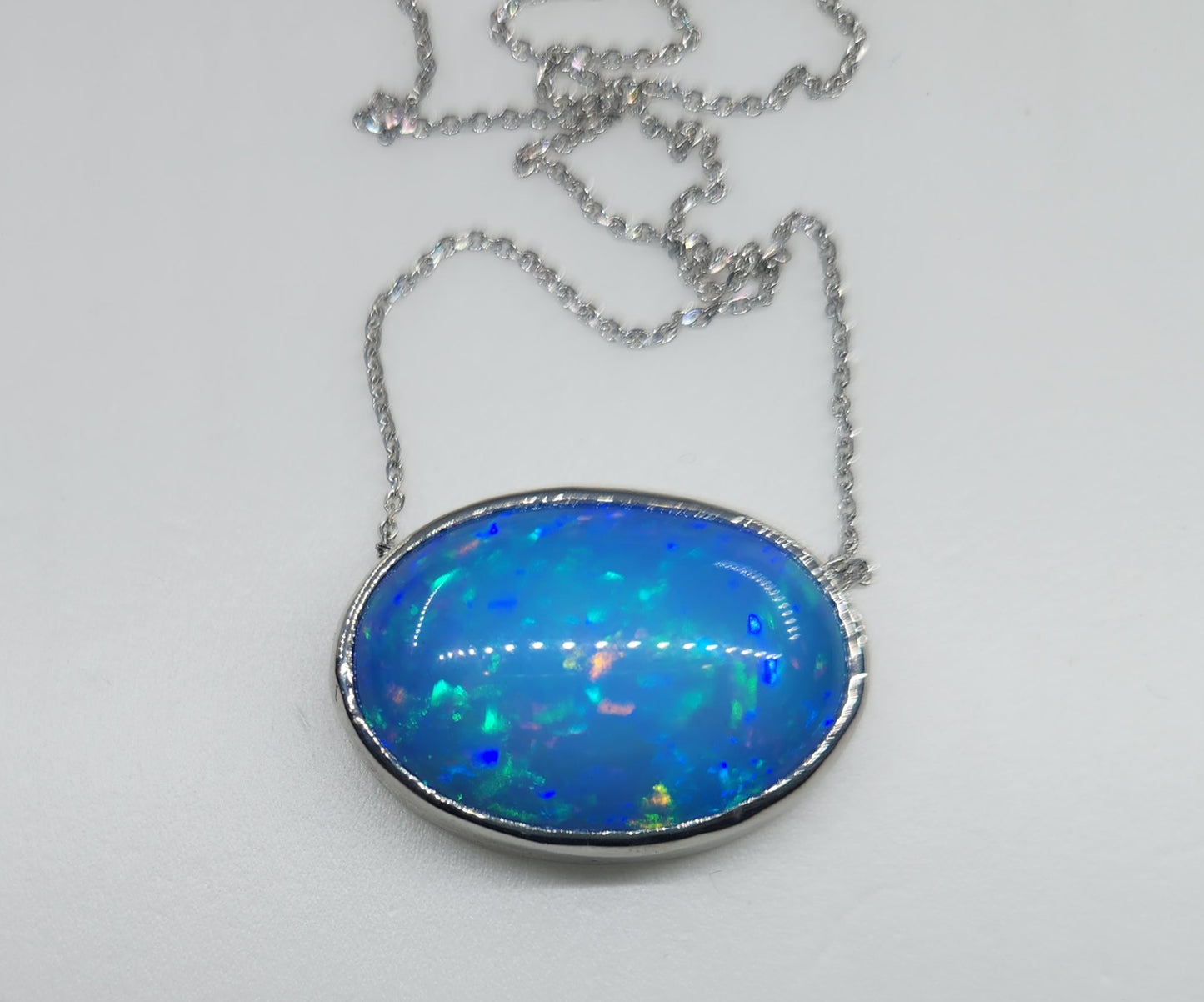 Opal & Diamond Platinum Pendant #488