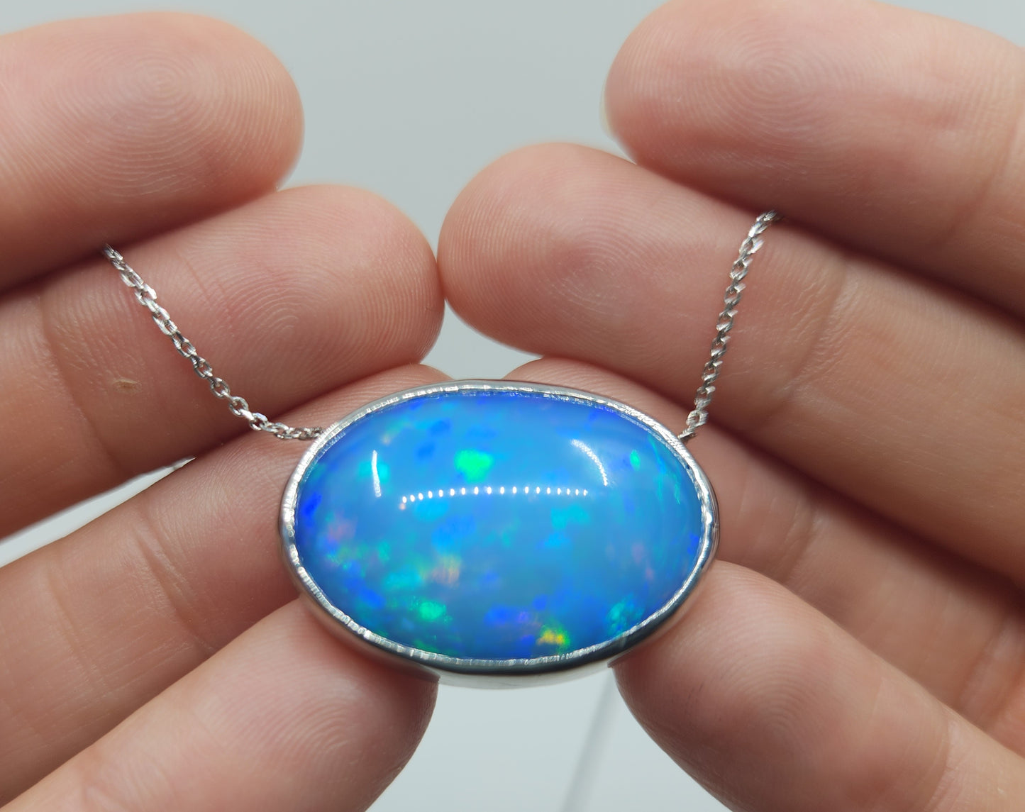 Opal & Diamond Platinum Pendant #488