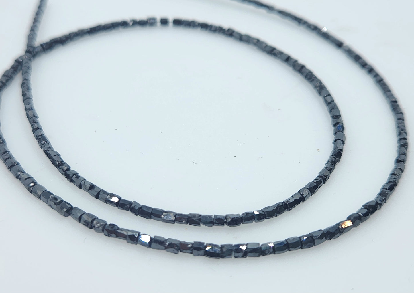 Natural Black Diamond Tube Beads 1.5-2mm - Single Strand 16"