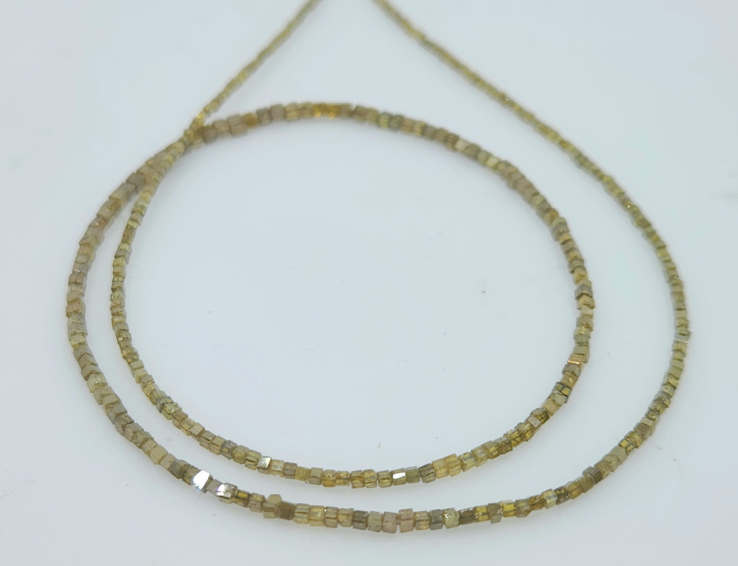 Natural Yellow/Green Diamond Tube Beads 1.5-2mm - Single Strand 16inch