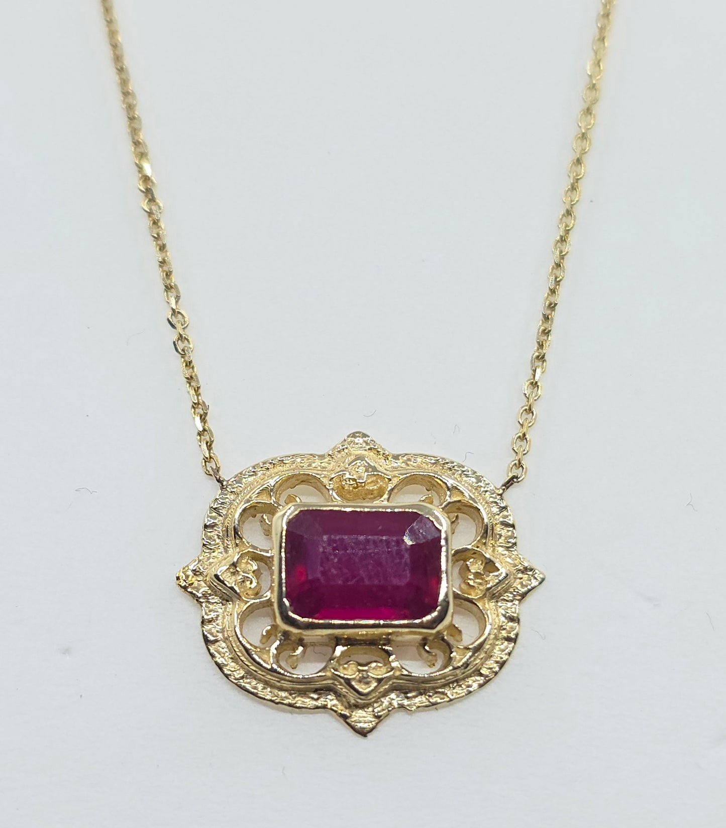 Ruby Pendant 14k Gold Gemstone Necklace #633