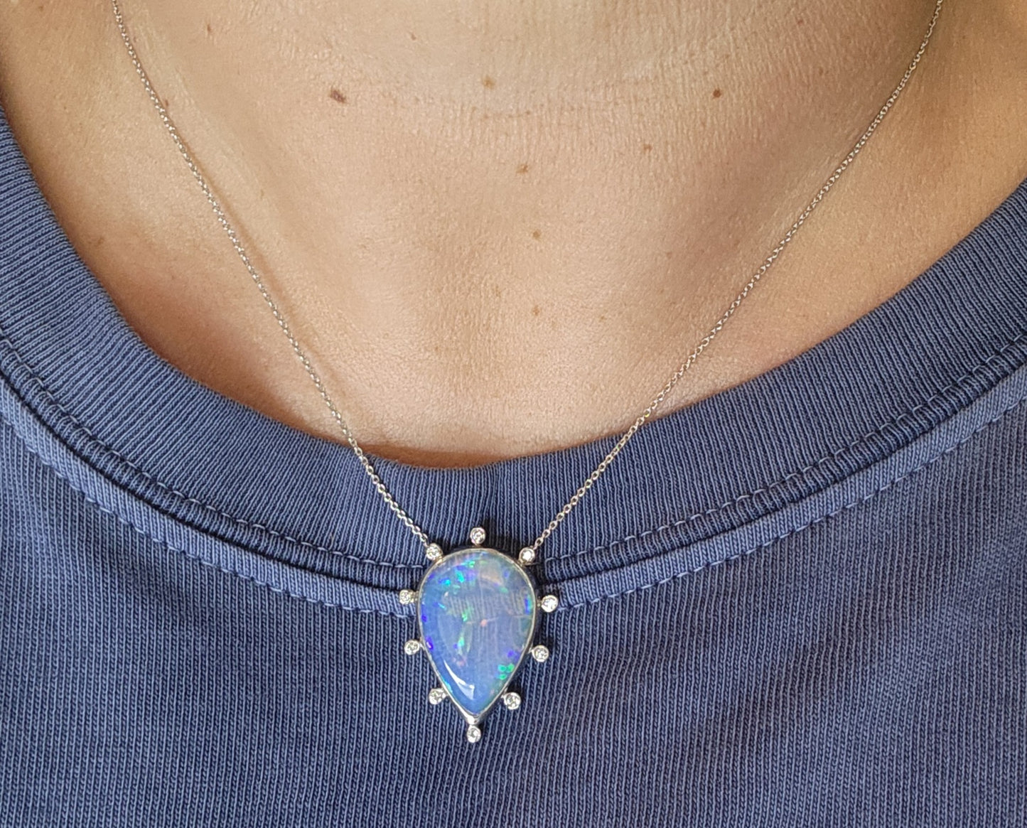 Opal & Diamond Platinum Pendant #487